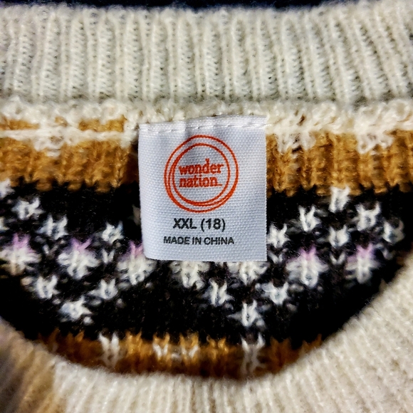 Wonder Nation Girls Long Sleeve Fair Isle Sweater - Picture 2 of 5